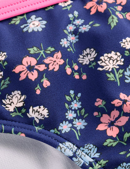 Patterned Bikini Bottoms-Sapphire Blue Meadow Floral-3