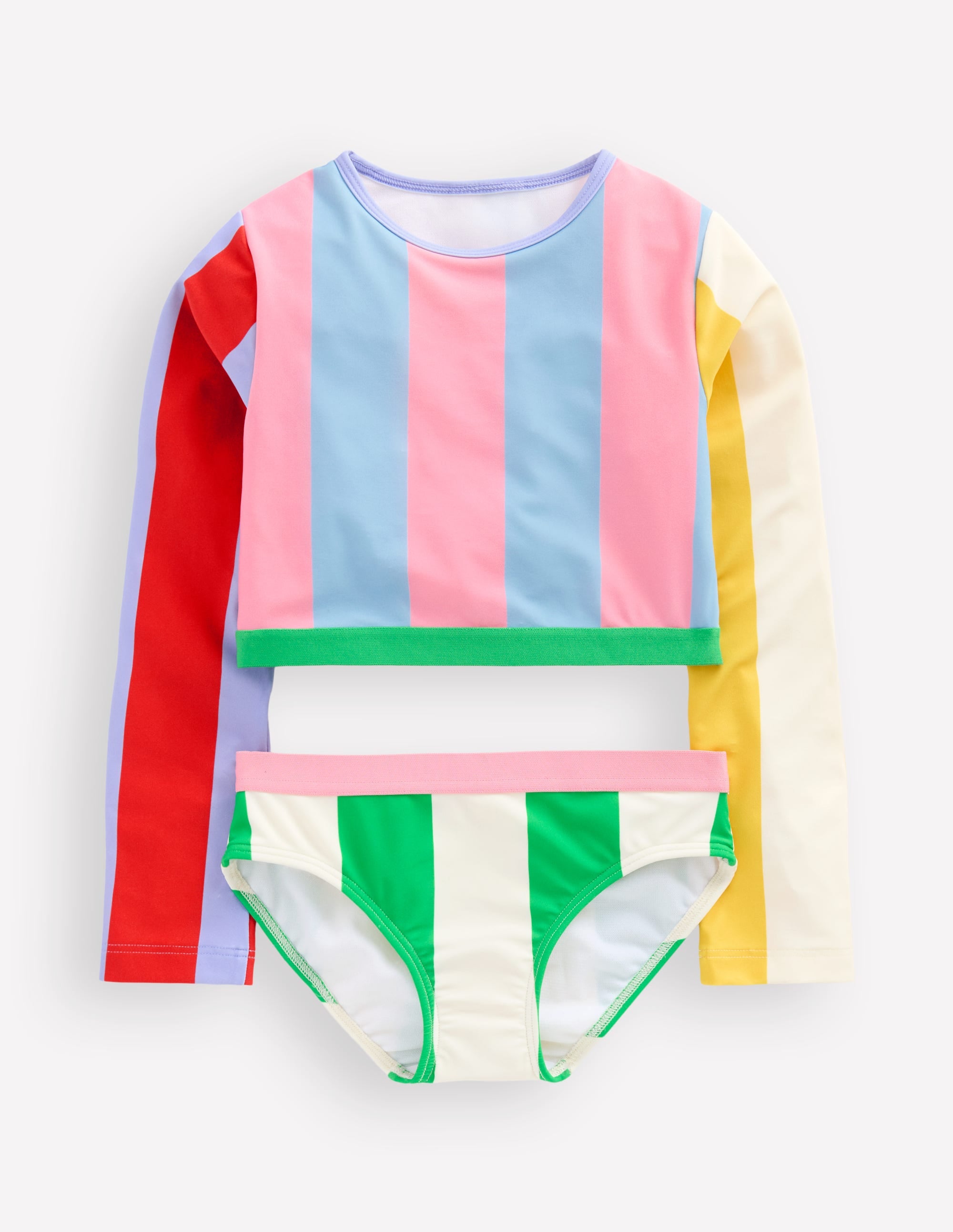 Cropped Rash Vest Set-Multi Hotchpotch Stripe - Image 1