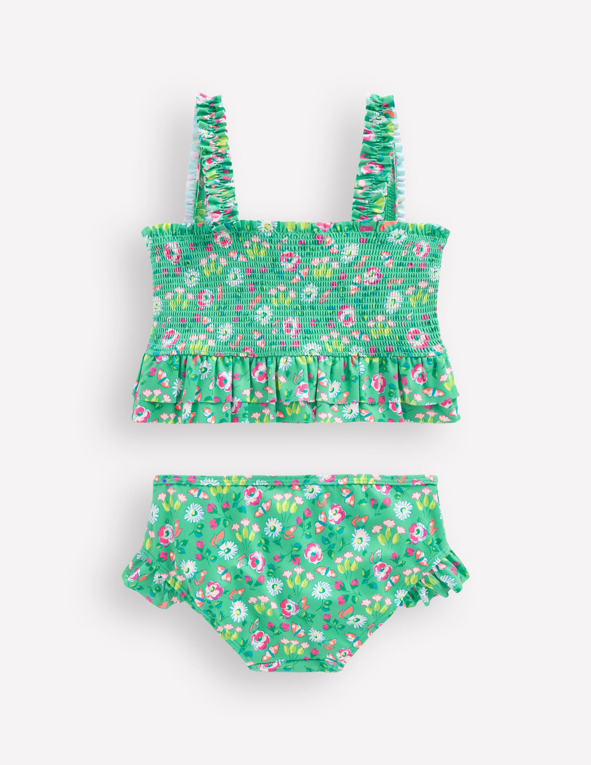 Peplum Smocked Bikini-Aquamarine Butterfly Floral-2