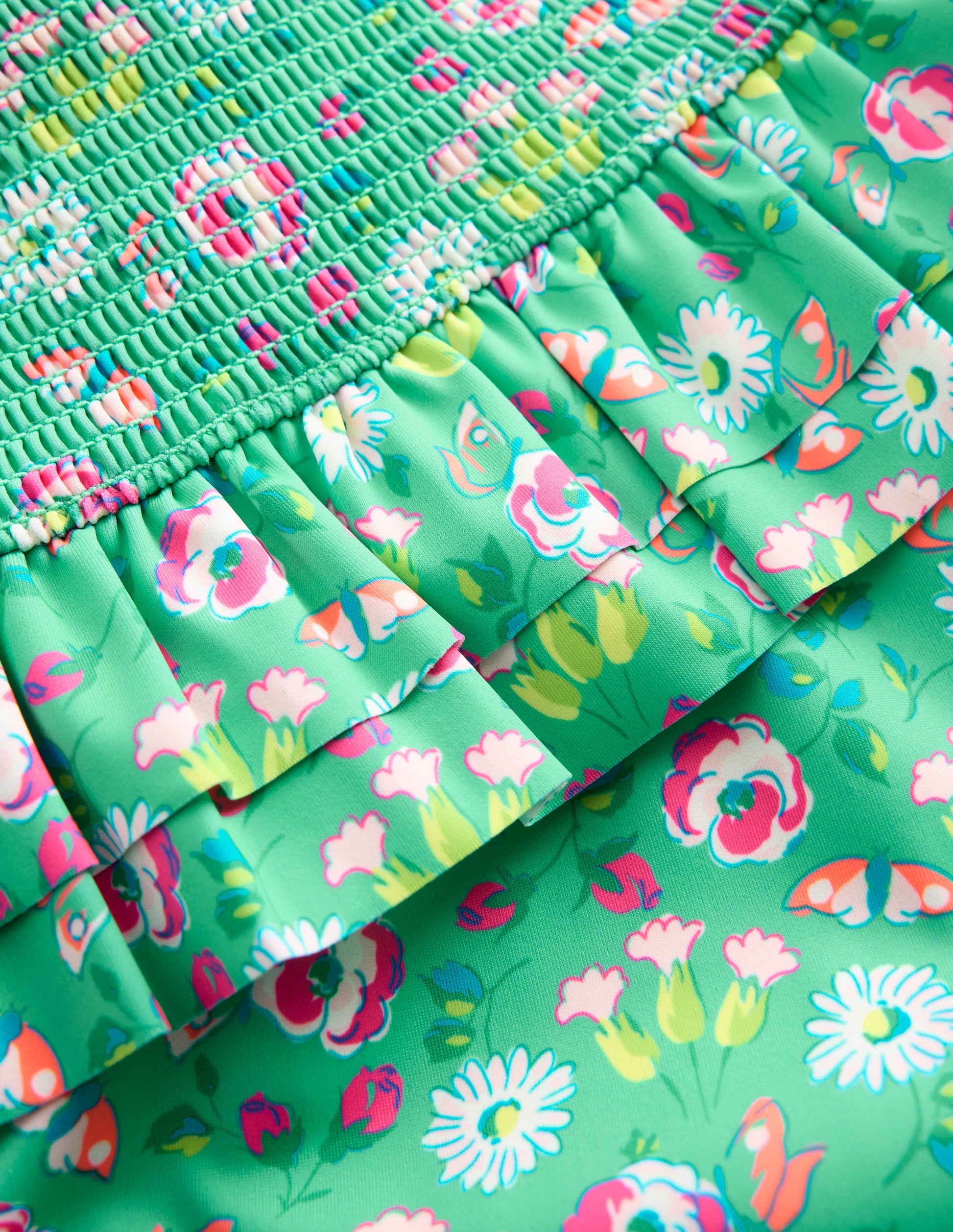 Peplum Smocked Bikini-Aquamarine Butterfly Floral-3