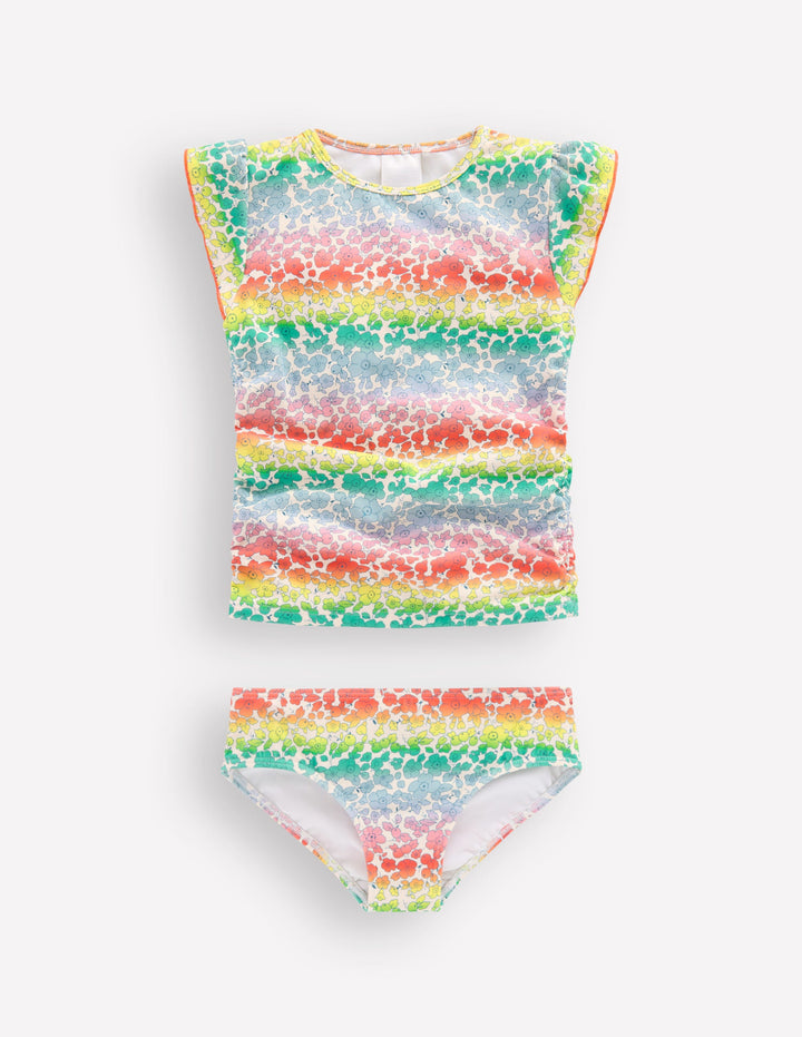 Ruched Tankini Set-Rainbow Ombre Flowerbed