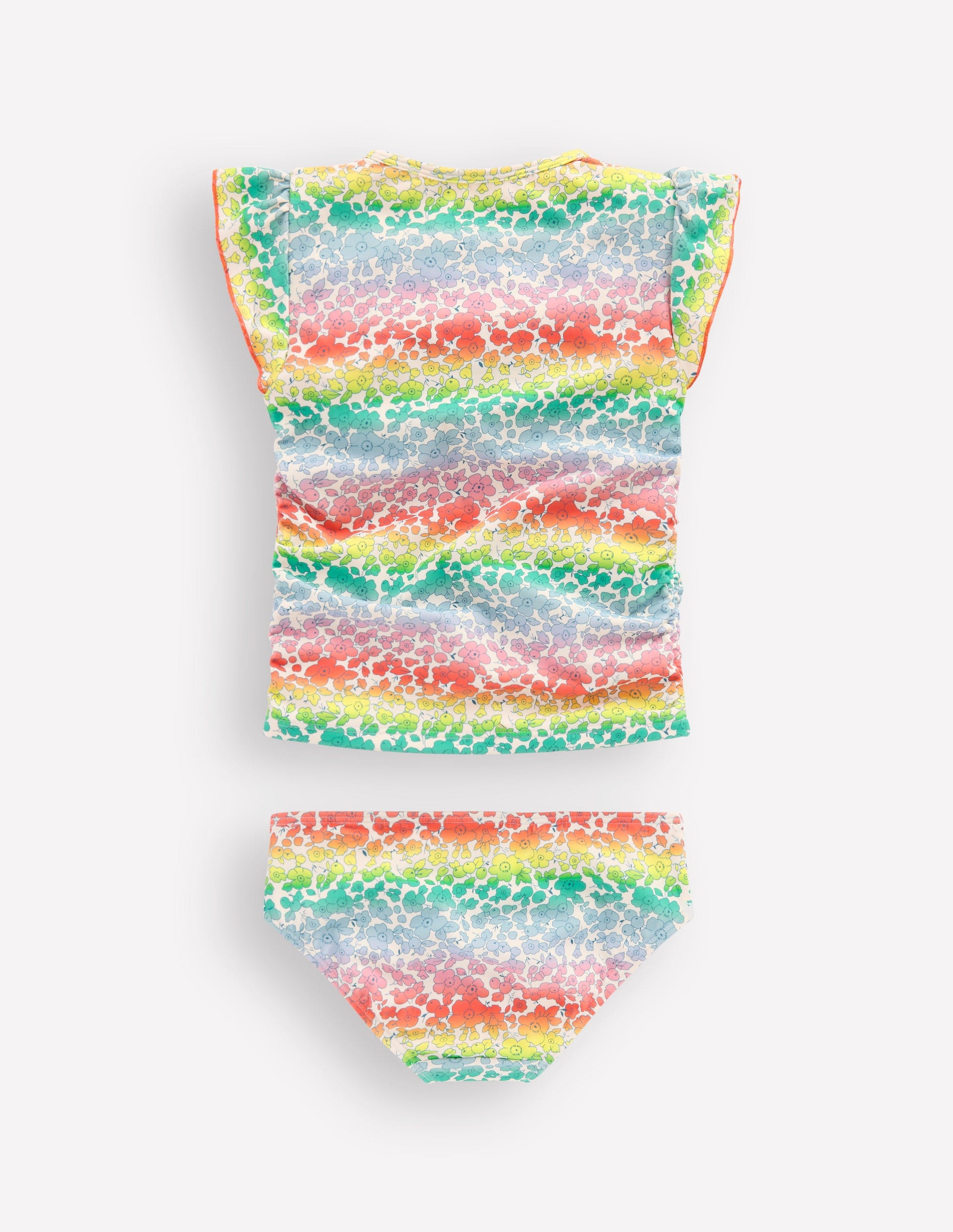 Ruched Tankini Set-Rainbow Ombre Flowerbed-2