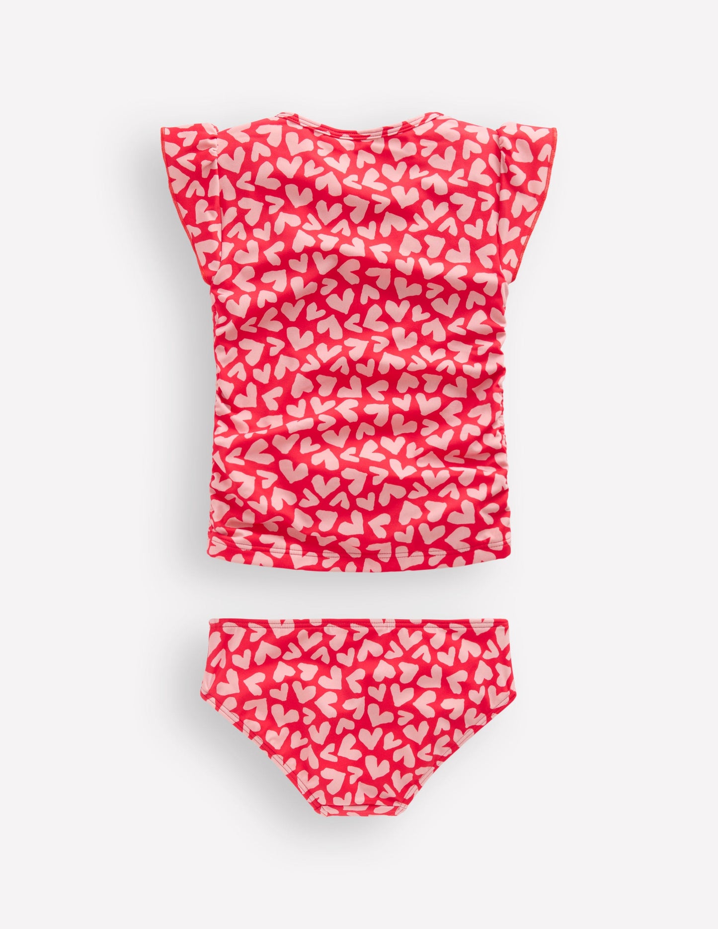 Ruched Tankini Set-Rockabilly Red Collage Hearts