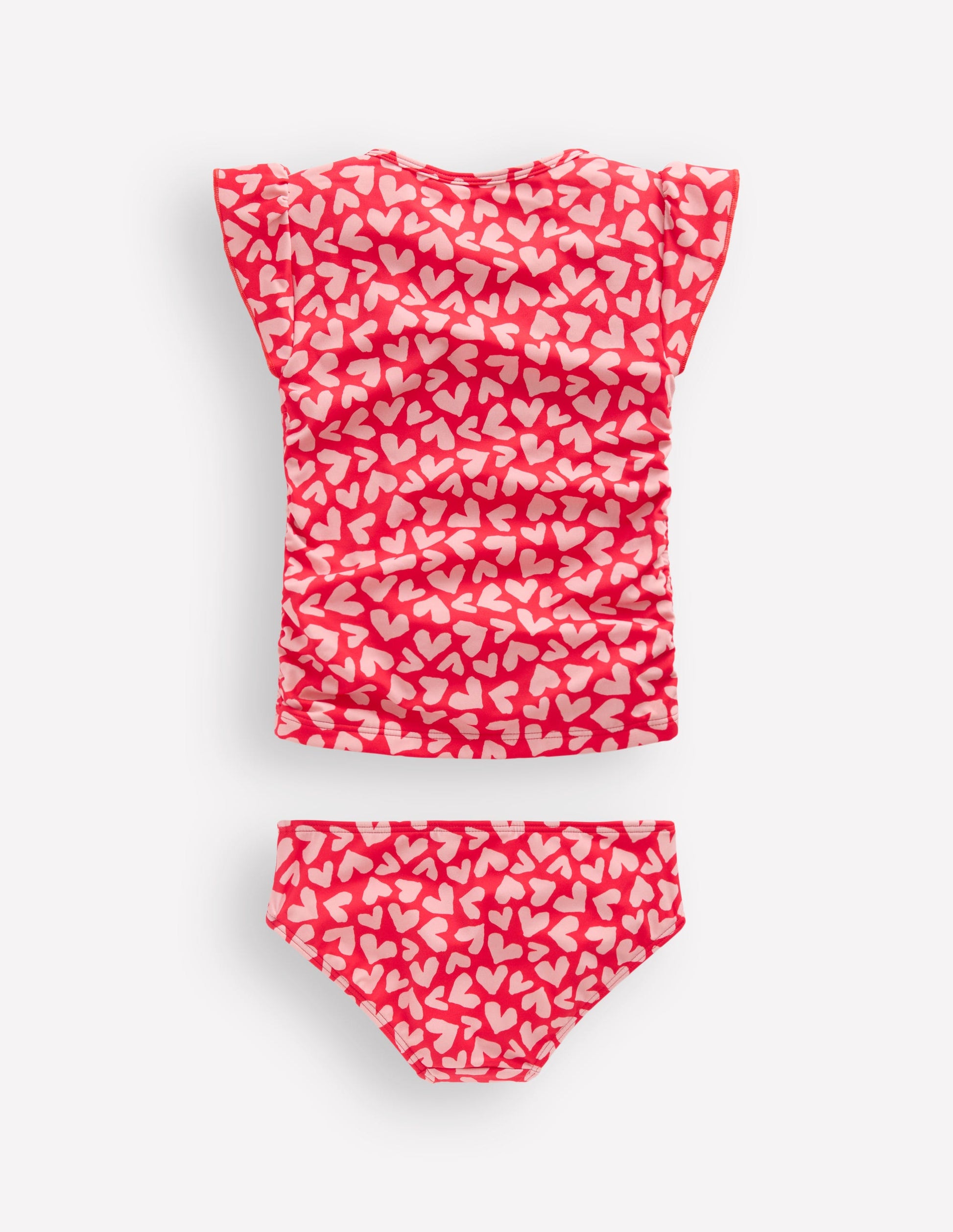 Ruched Tankini Set-Rockabilly Red Collage Hearts-2