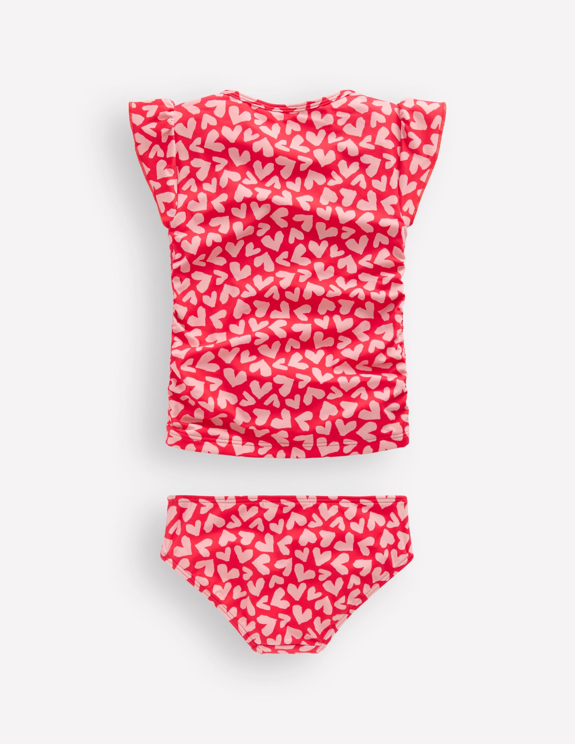 Ruched Tankini Set-Rockabilly Red Collage Hearts - Image 2