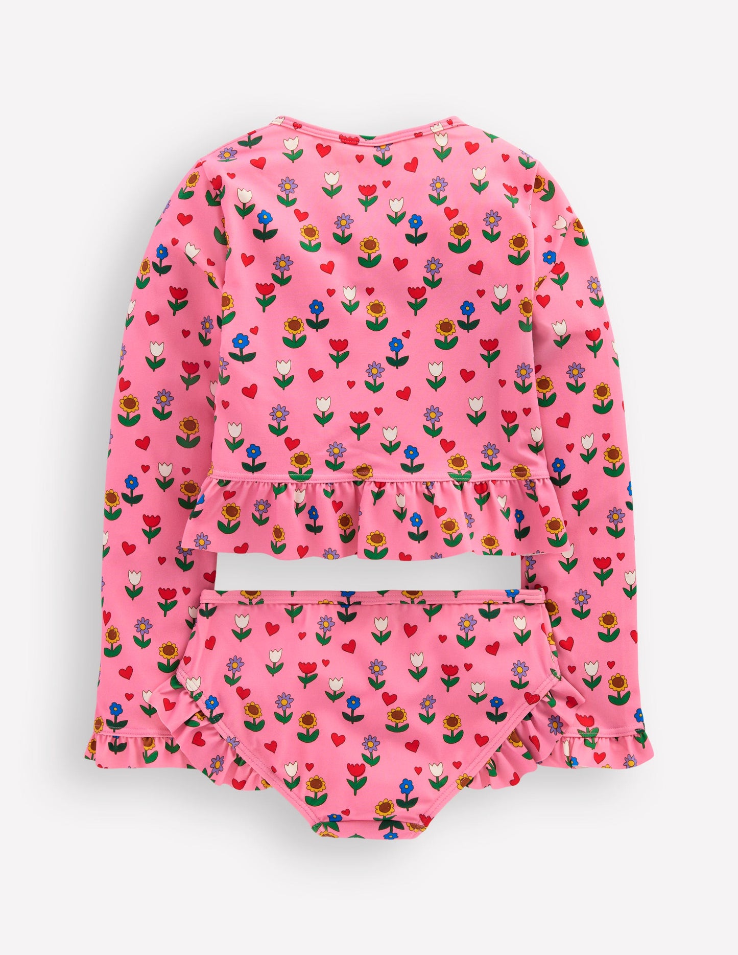 Long Sleeve Frill Set-Almond Pink Sunflower Garden