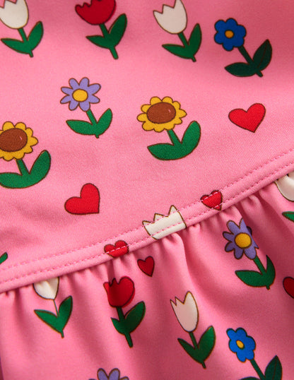 Long Sleeve Frill Set-Almond Pink Sunflower Garden-3