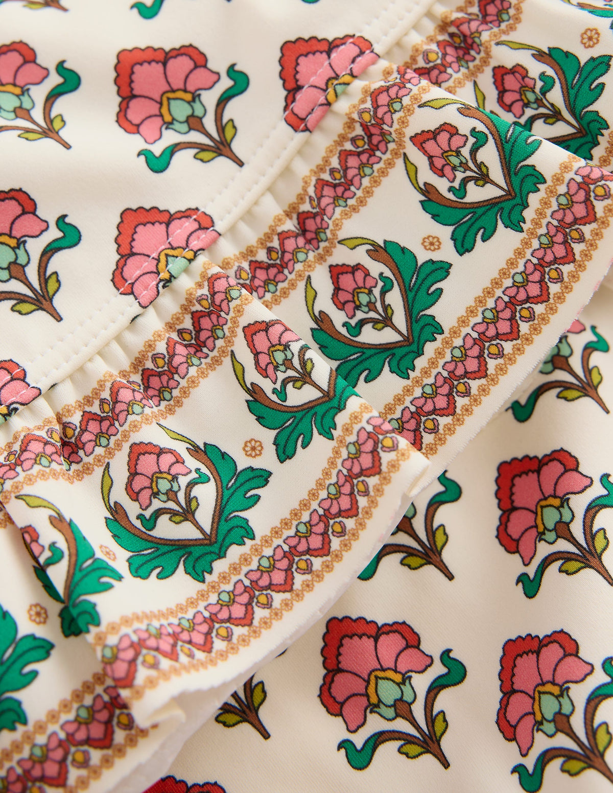 Long Sleeve Frill Set-Soft Ivory Woodblock Flower - Image 3