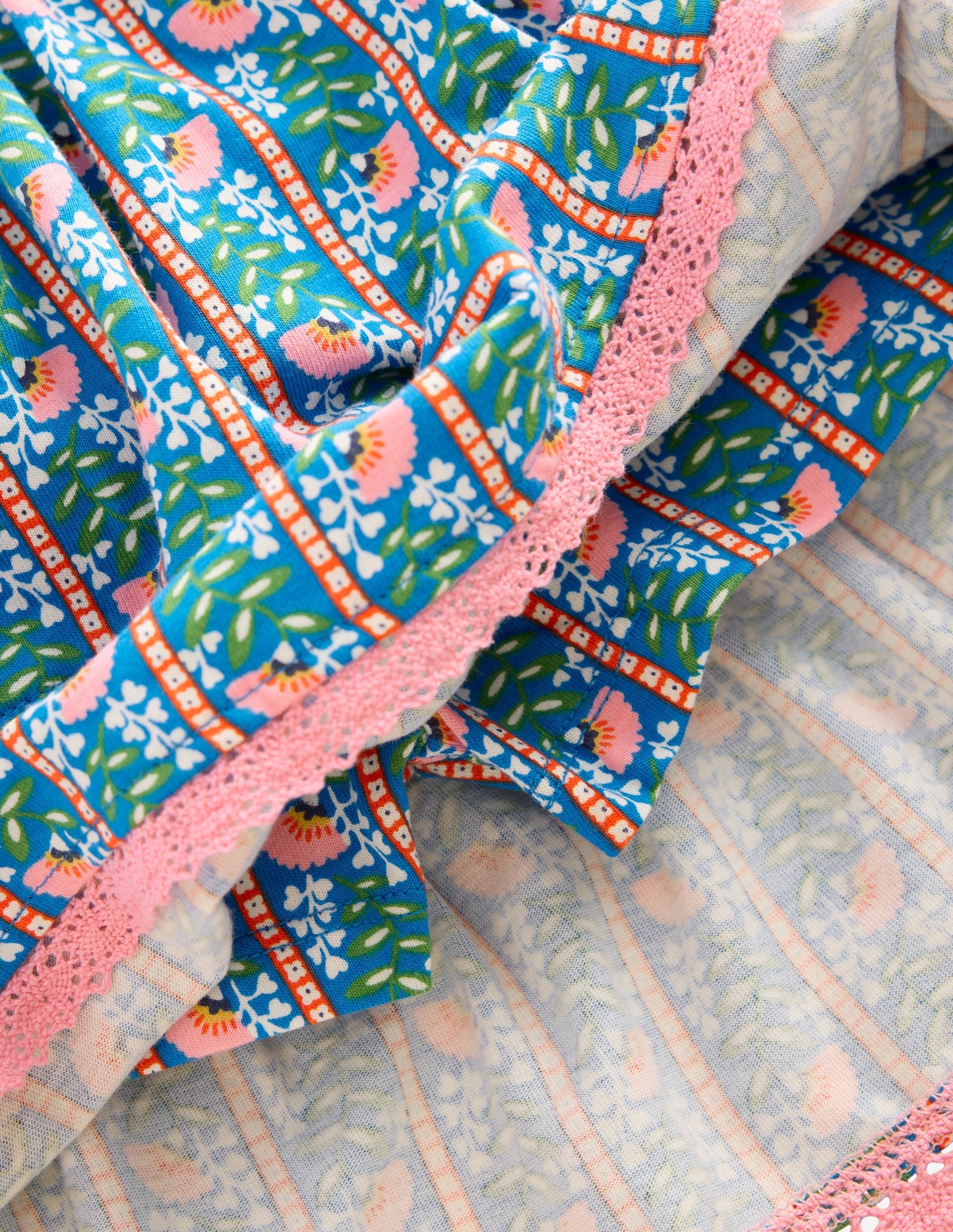 Ruffle Jersey Skort-Kingfisher Blue Floral Vine