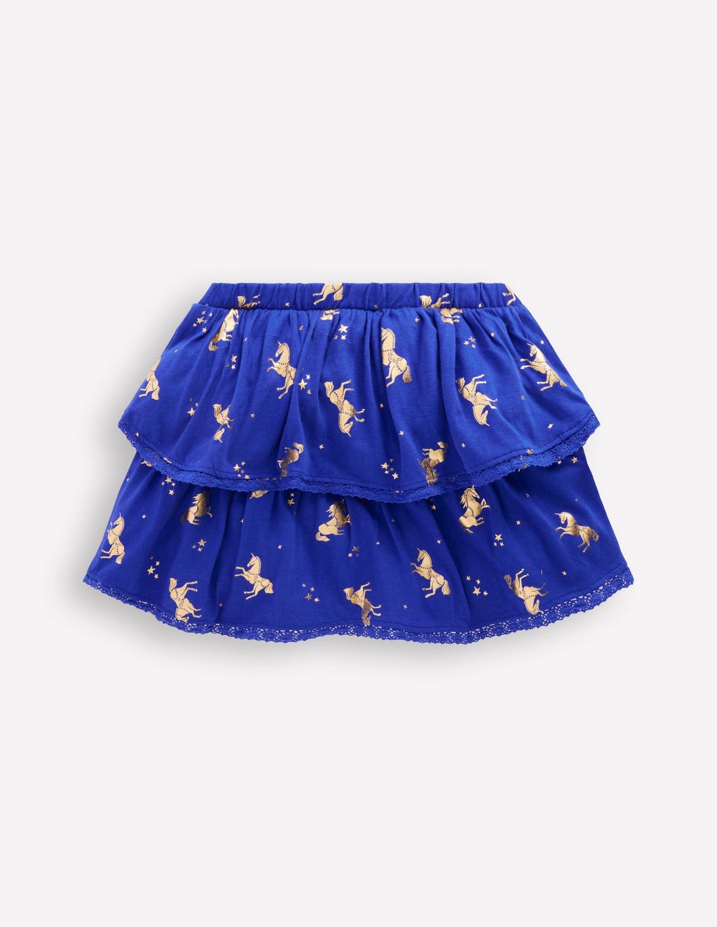 Ruffle Jersey Skort-Sapphire Blue Horses