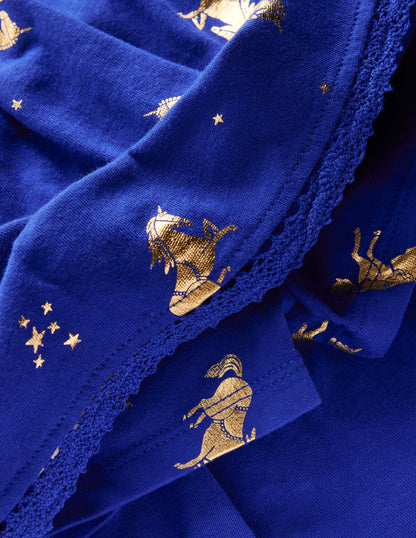 Ruffle Jersey Skort-Sapphire Blue Horses-3