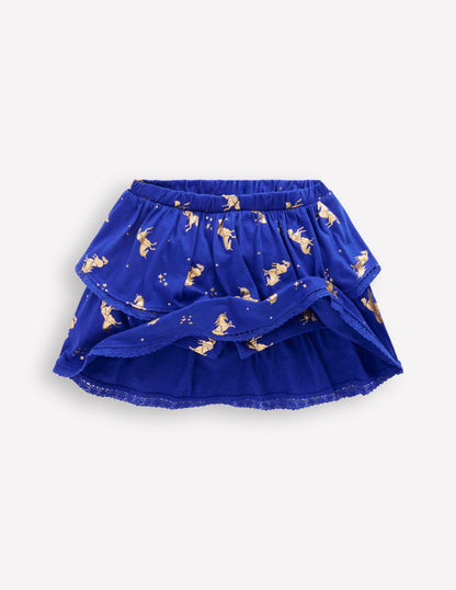 Ruffle Jersey Skort-Sapphire Blue Horses-4