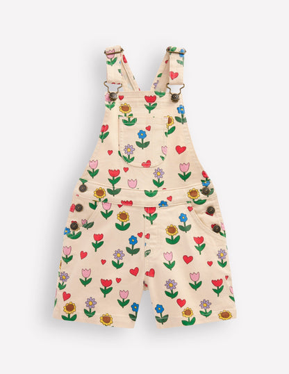 Short Dungaree-Ivory Sunflower Garden-1