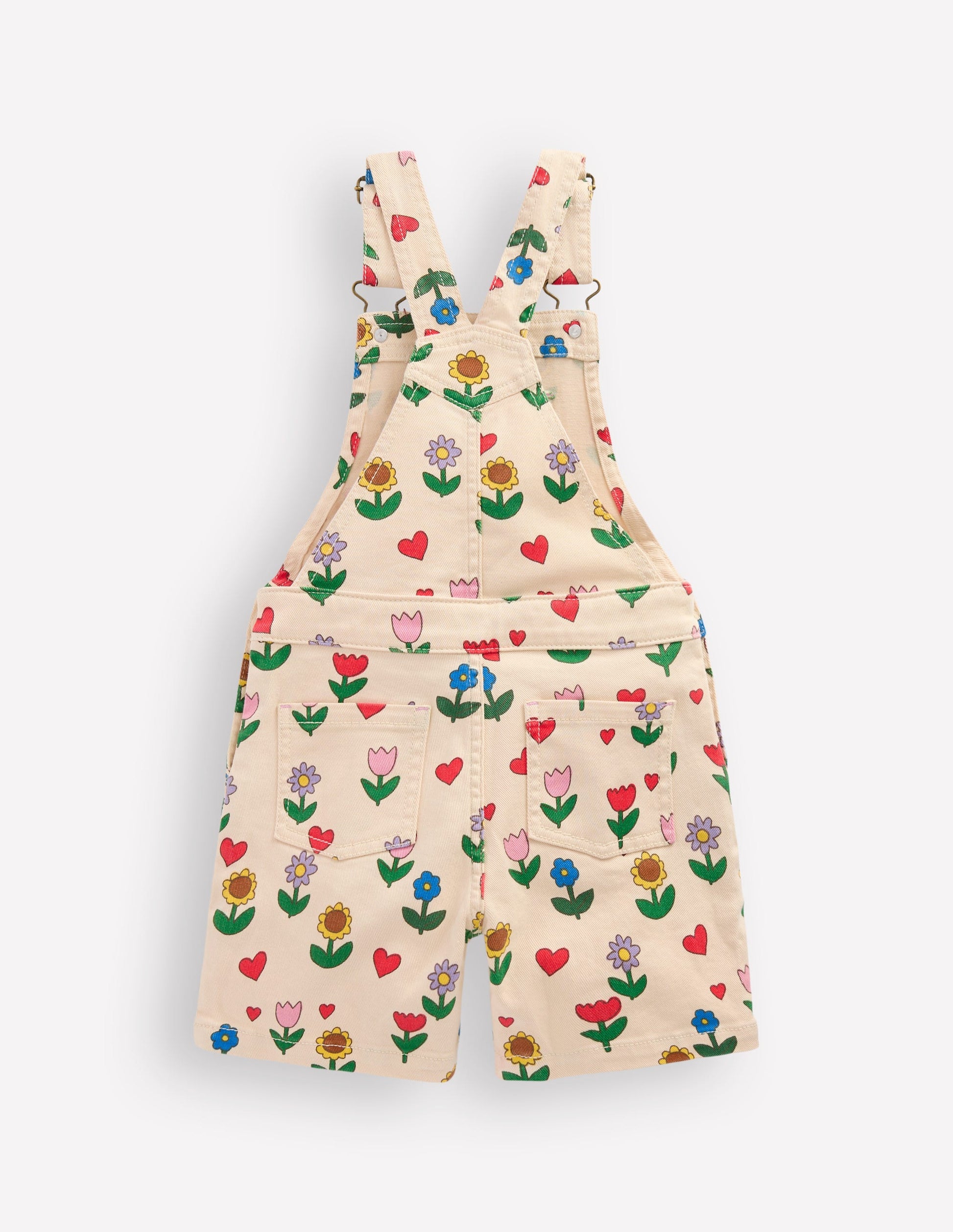 Short Dungaree-Ivory Sunflower Garden-2