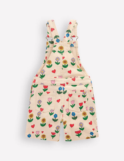 Short Dungaree-Ivory Sunflower Garden-2