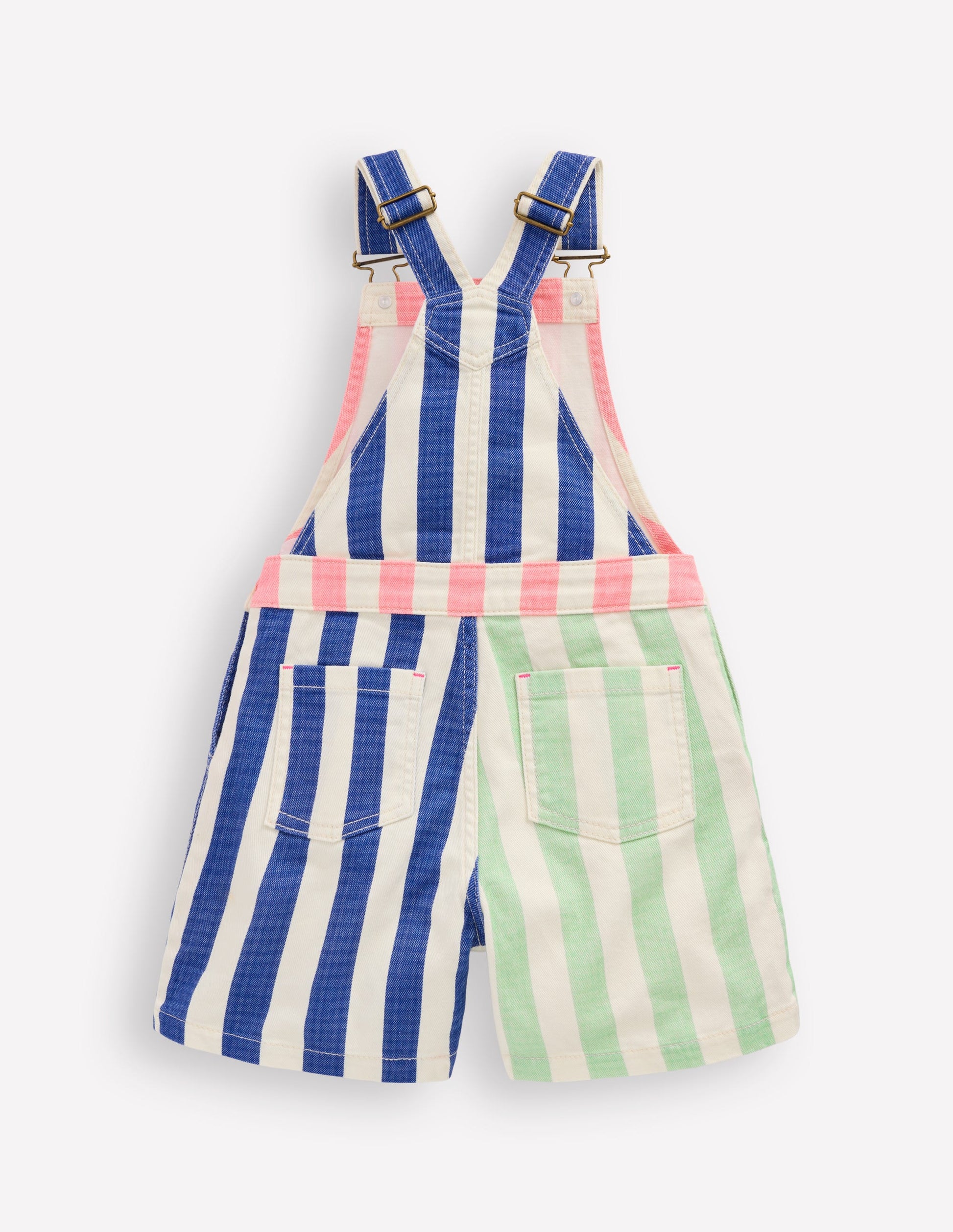 Short Dungaree-Multi Hotch Potch Stripe-2