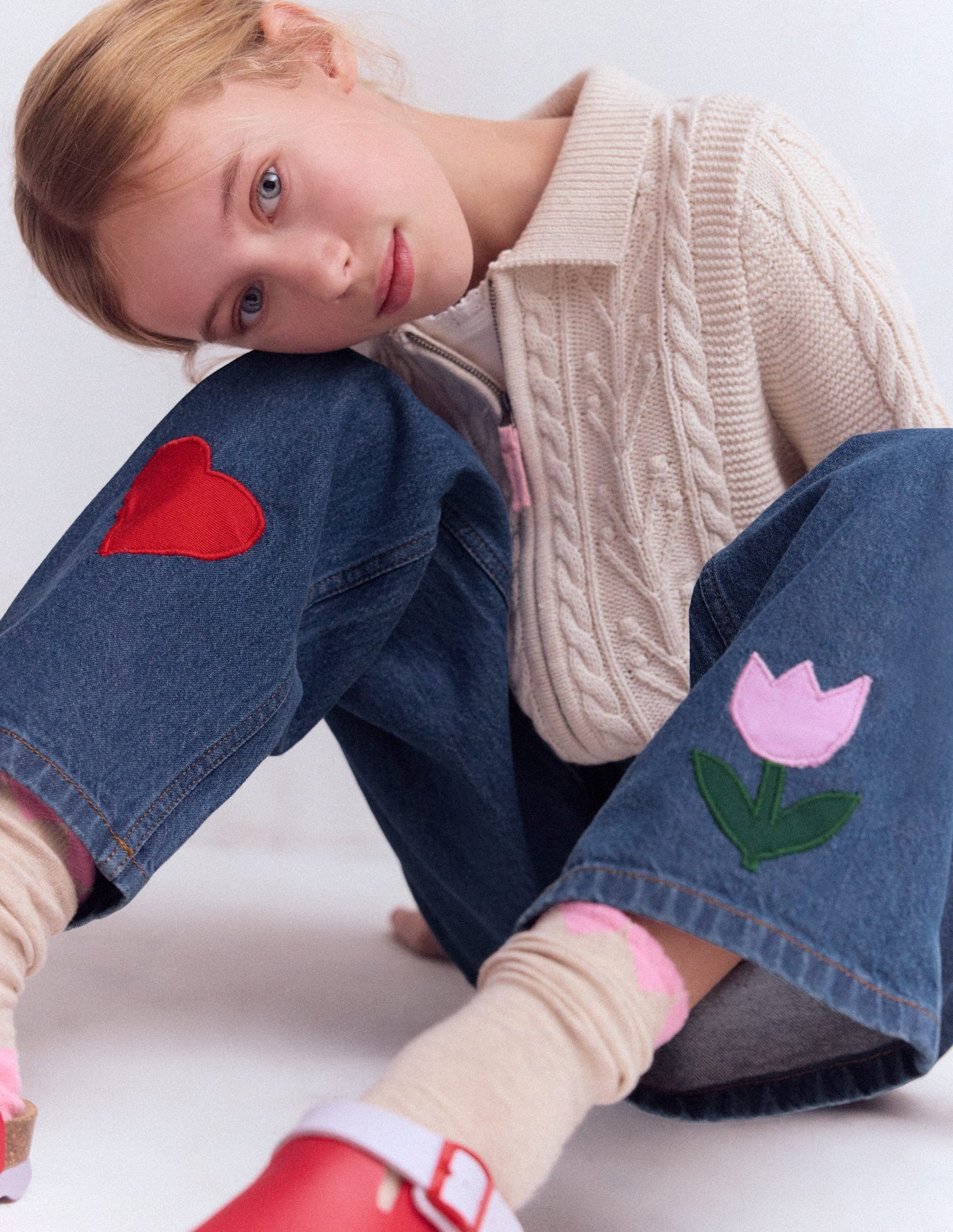 Relaxed Jean-Mid Vintage Applique
