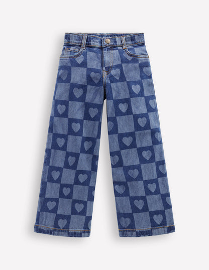 Wide Leg Jean-Heart Checkerboard Denim-1