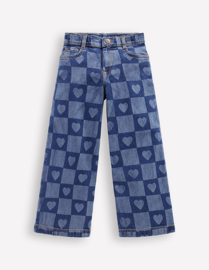 Wide Leg Jean-Heart Checkerboard Denim