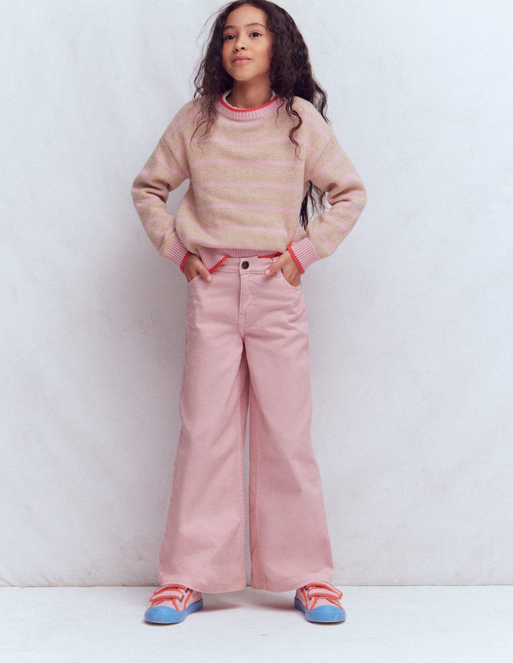 Wide Leg Jeans-Pink