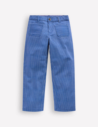 Patch Pocket Straight Jeans-Blue and Ivory Ticking Stripe-1