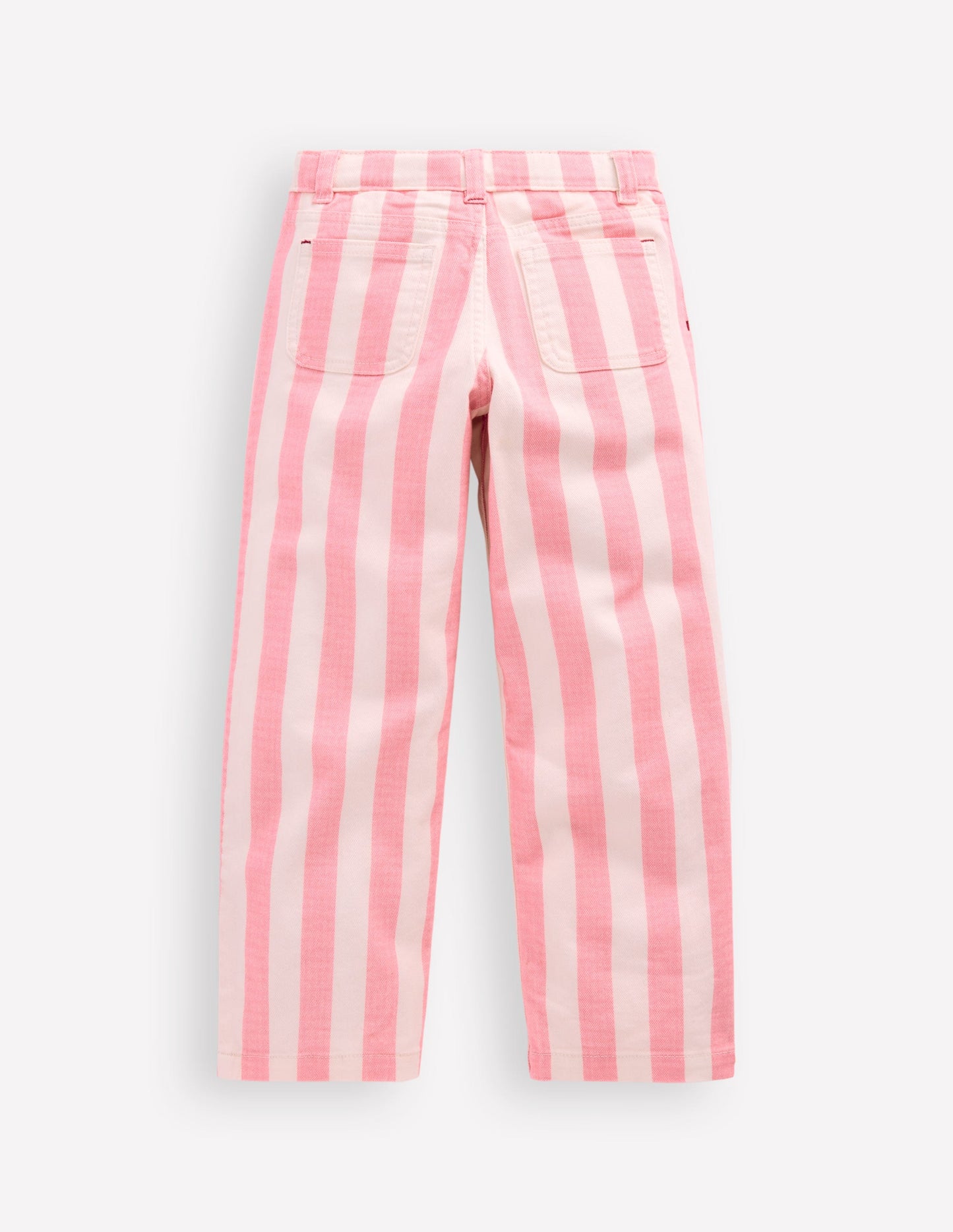 Patch Pocket Straight Jeans-Pink/Ivory Stripe