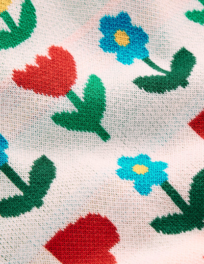 Flared Knitted Trousers-Ecru Marl Sunflower Garden-7