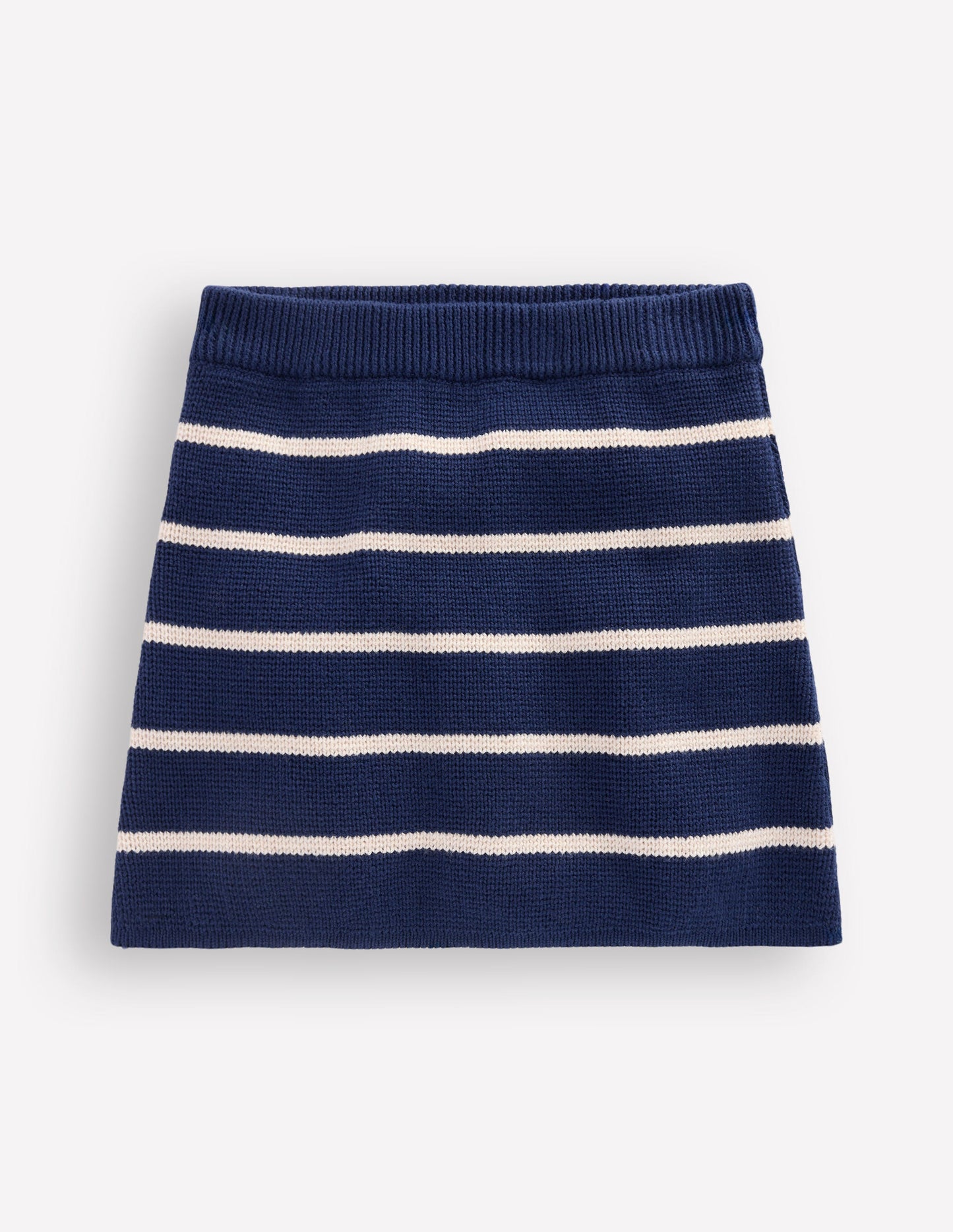 Knitted Skirt-College Navy and Ivory Stripe