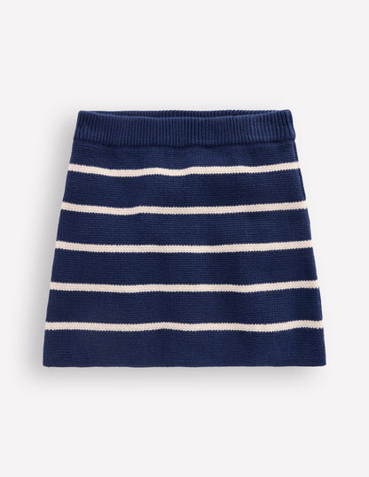 Knitted Skirt-College Navy and Ivory Stripe-1
