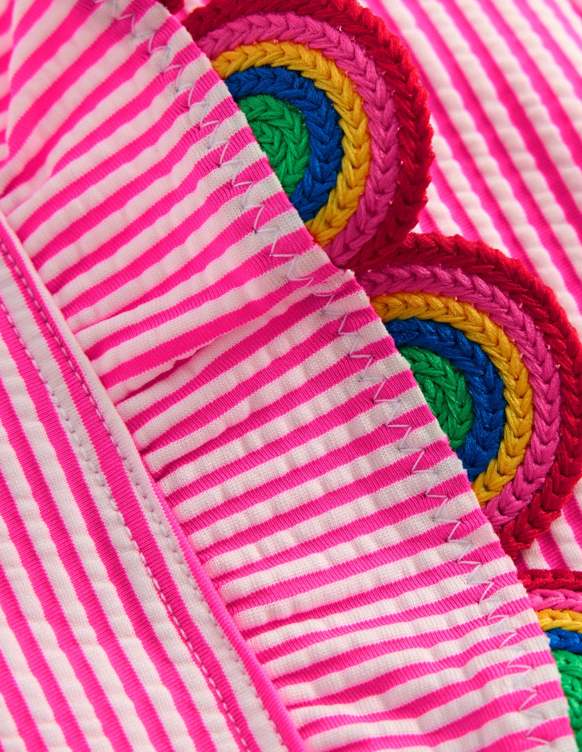 Flutter Trim Swimsuit-Ticking Stripe Rainbow - Image 3