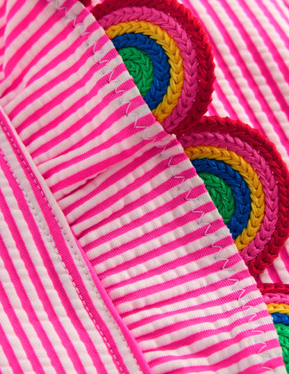 Flutter Trim Swimsuit-Ticking Stripe Rainbow-3