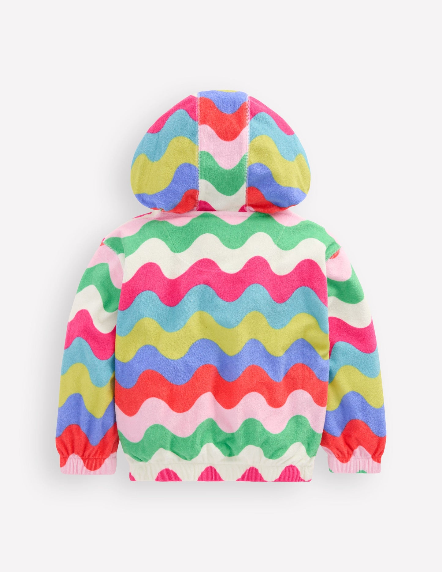 Relaxed Towelling Hoodie-Multi Wave Stripe