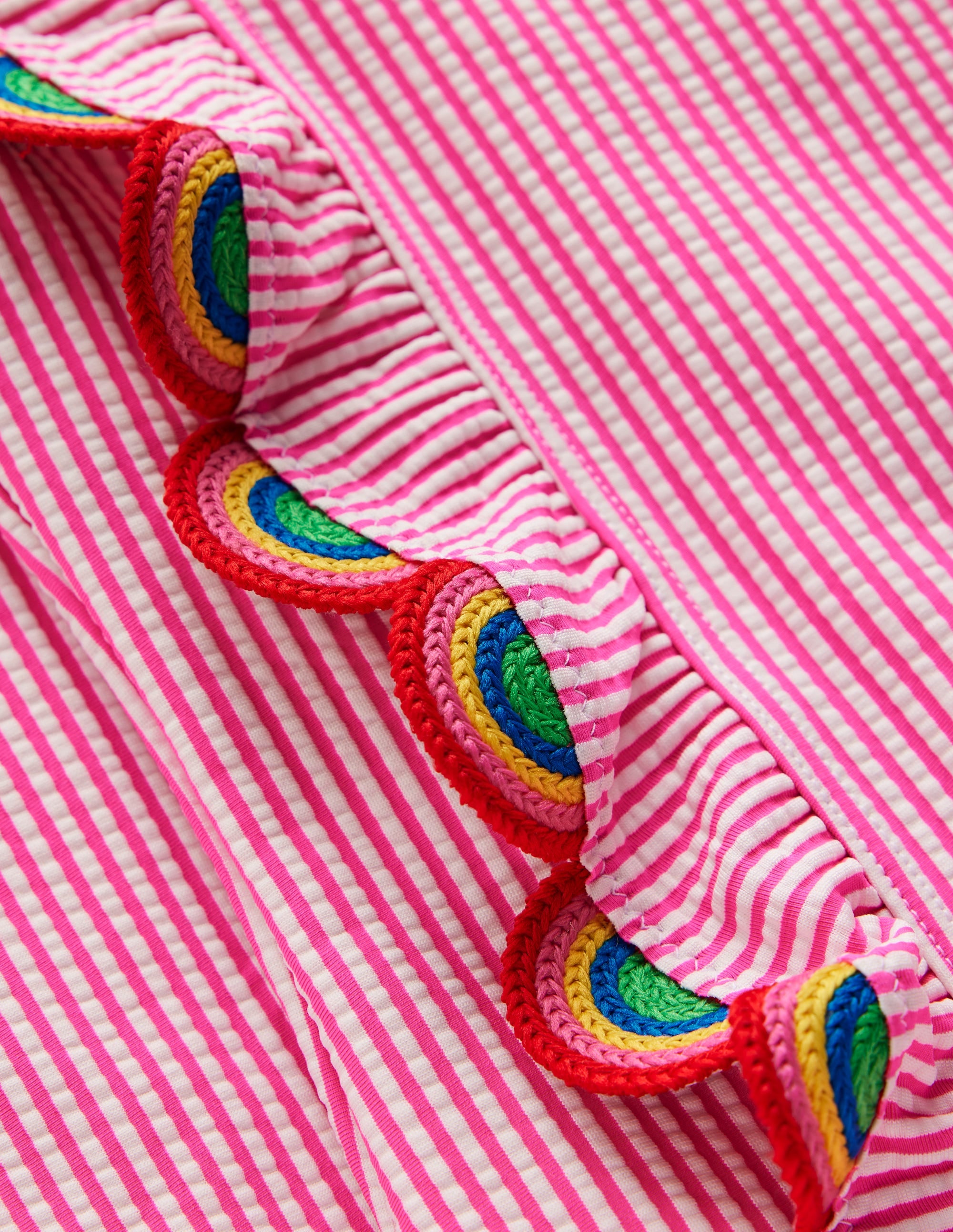 Long Sleeve Frill Swimsuit-Pink Glo Stripe Rainbow - Image 3