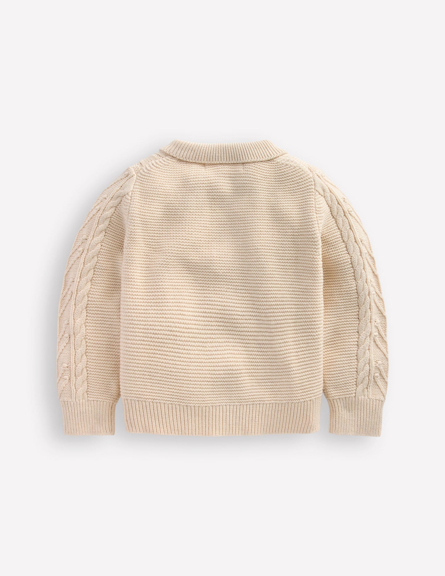 Collared Cable Zip-up-Ecru Marl