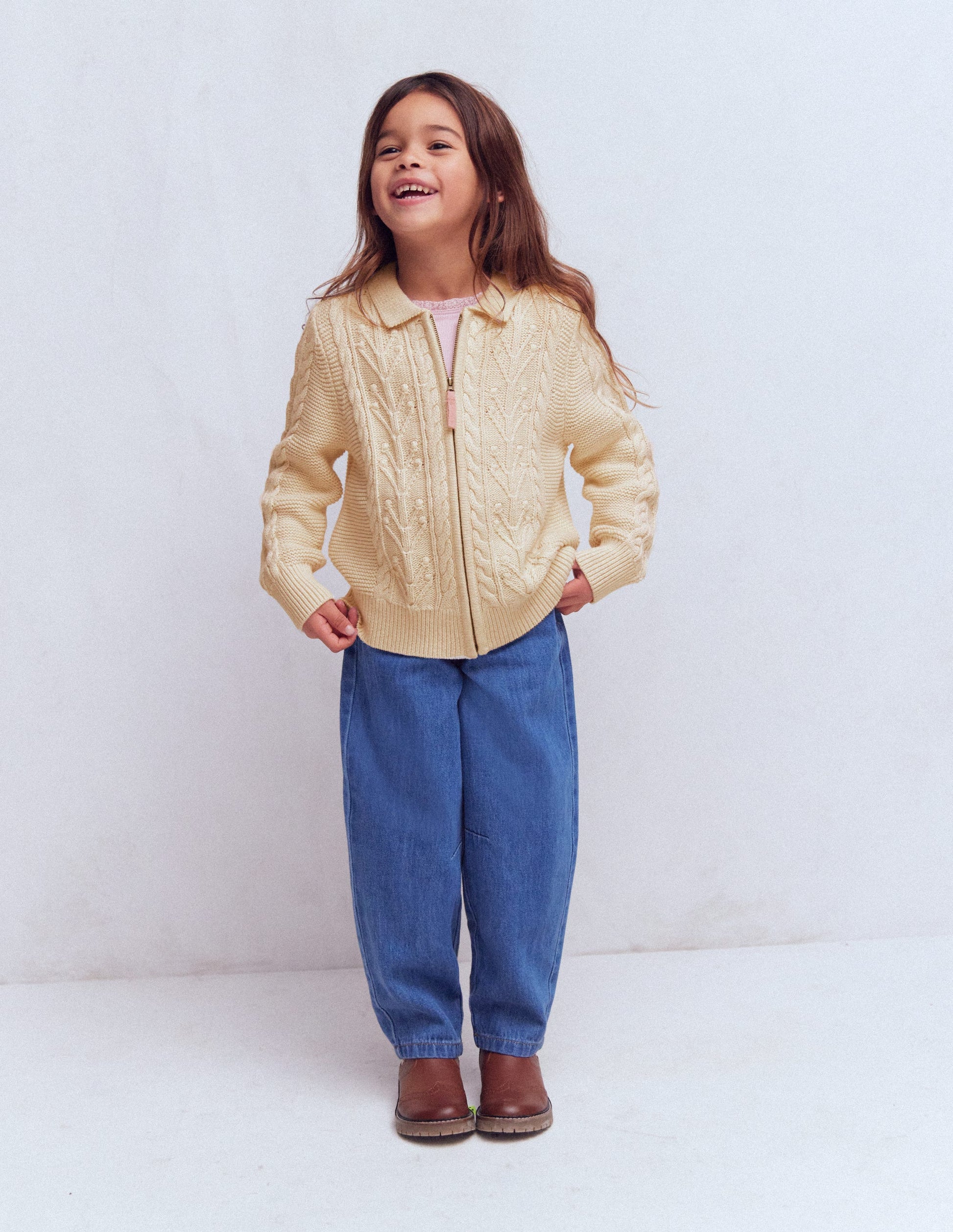 Collared Cable Zip-up-Ecru Marl-3