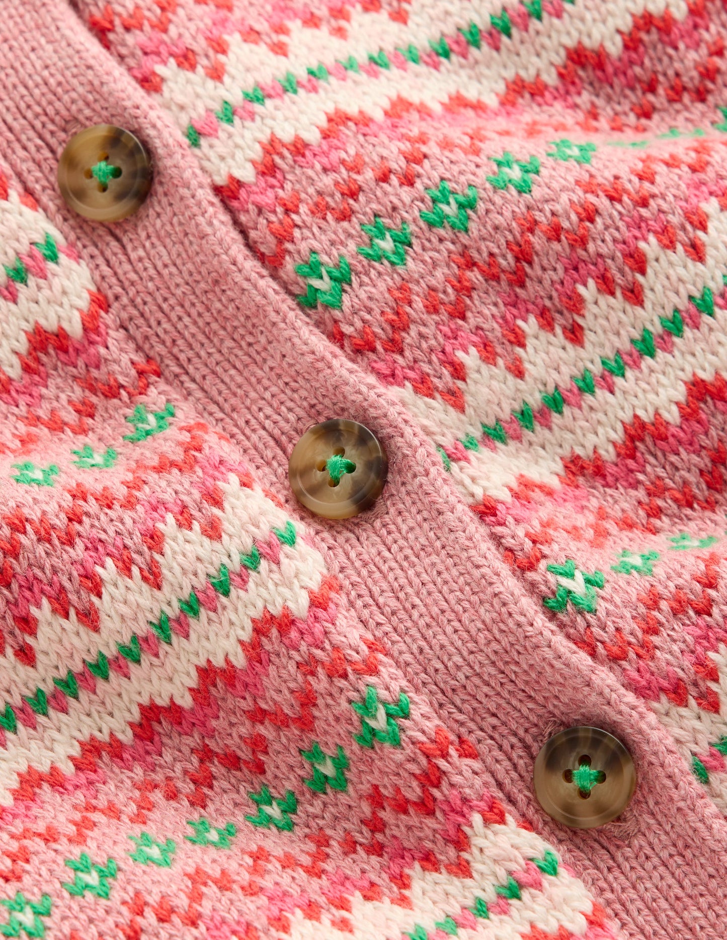 Collared Fair Isle Cardigan-Vintage Pink