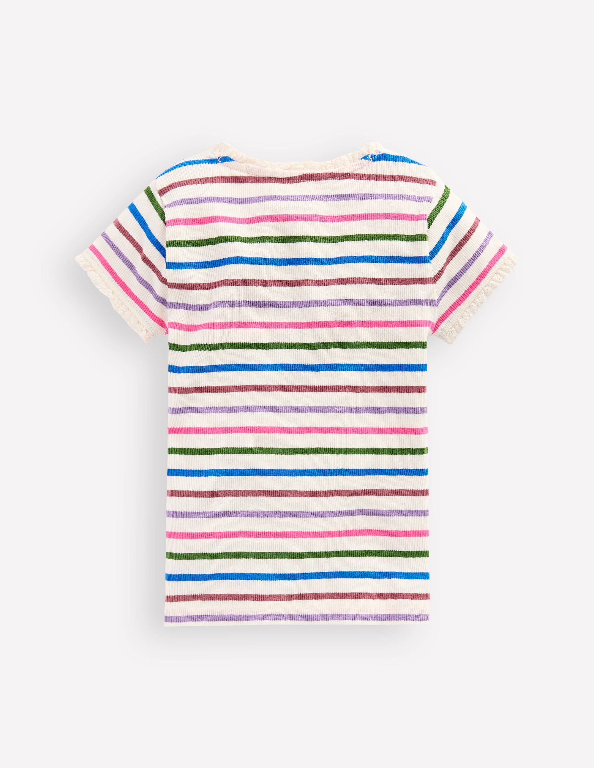 Short Sleeve Ribbed T-shirt-Multi Stripe - Image 2