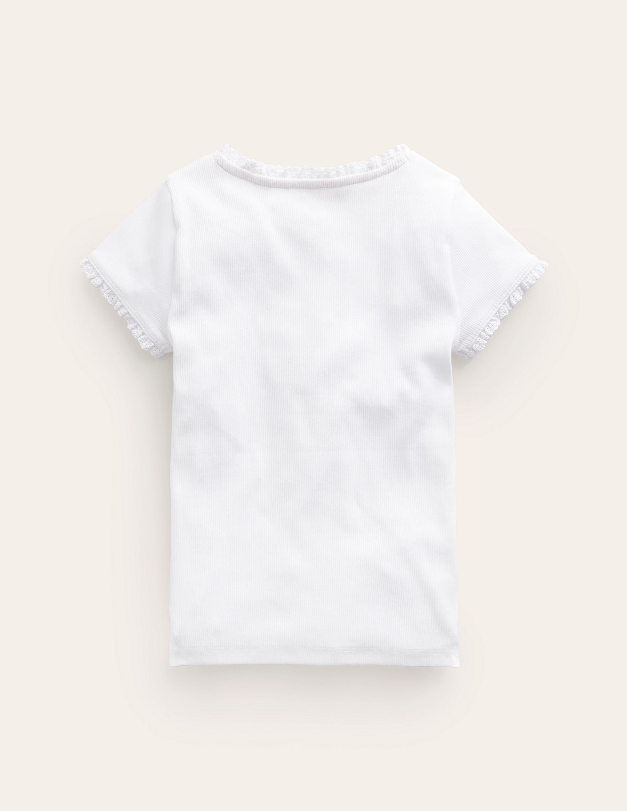 Short Sleeve Ribbed T-shirt-White - Image 3