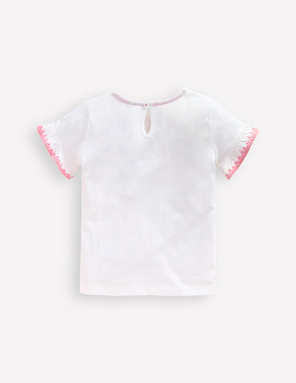 Ruffle Sleeve T-shirt-Ivory-2