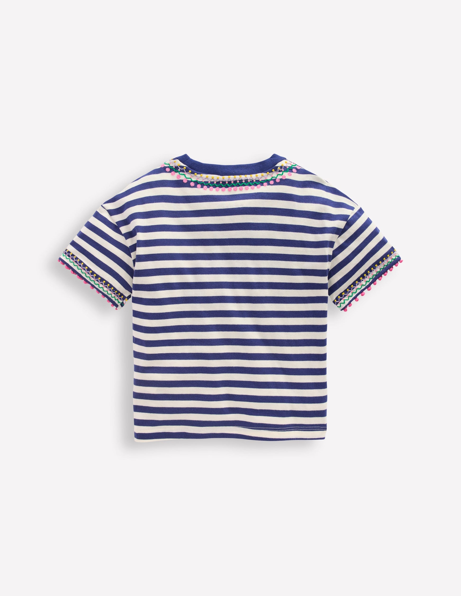Relaxed Embroidered T-shirt-Navy Stripe-2