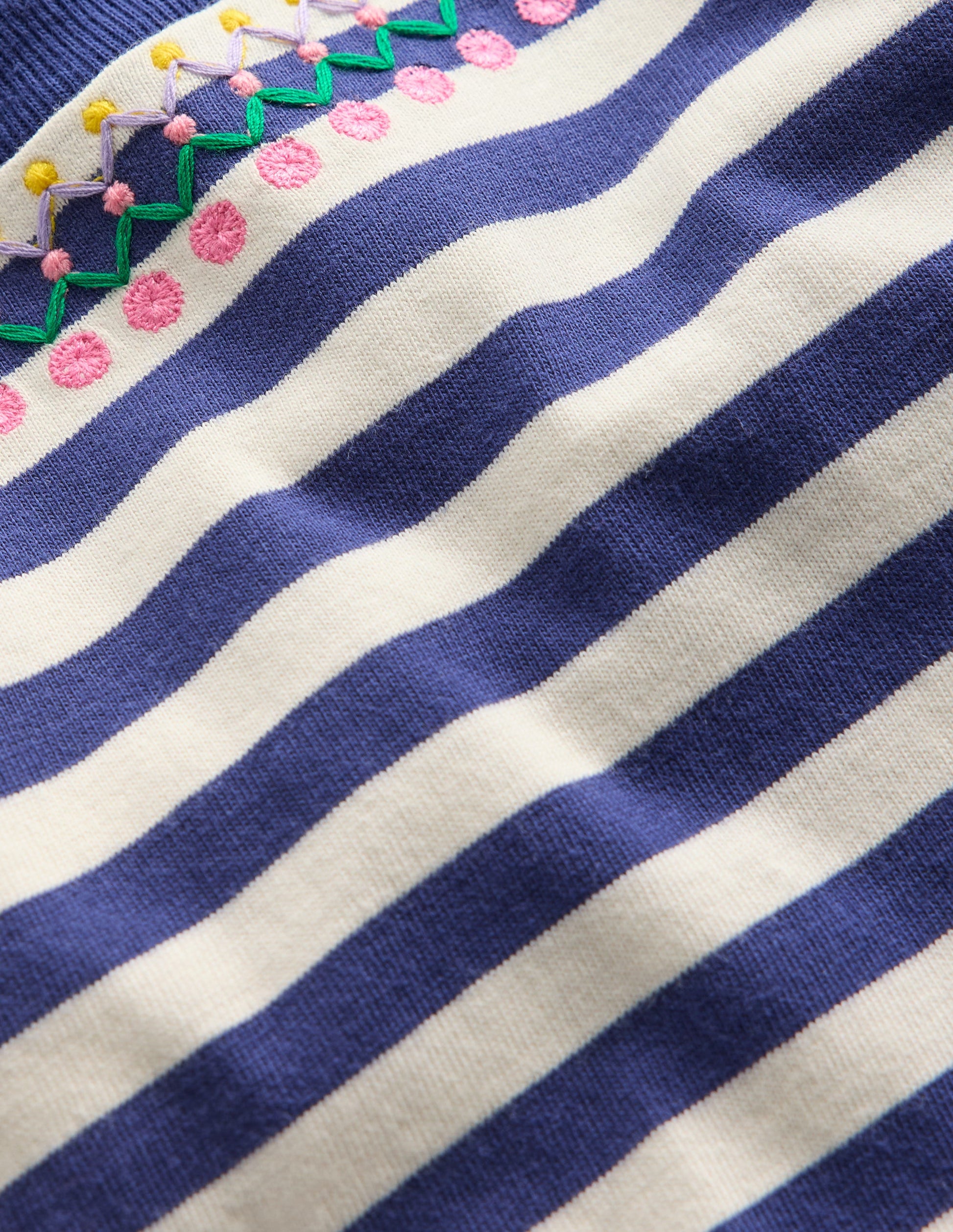 Relaxed Embroidered T-shirt-Navy Stripe-3