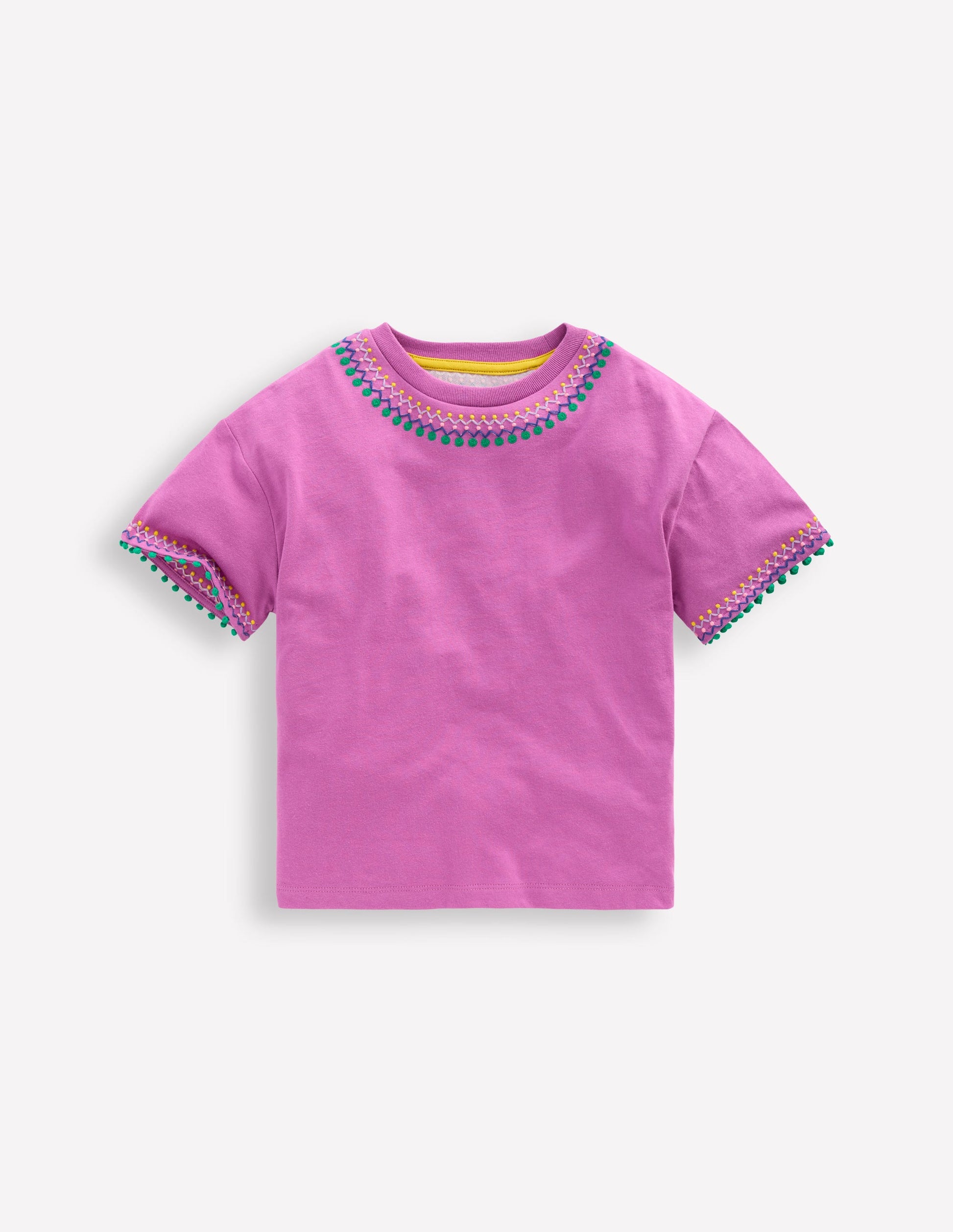 Relaxed Embroidered T-shirt-Radiant Orchid-1