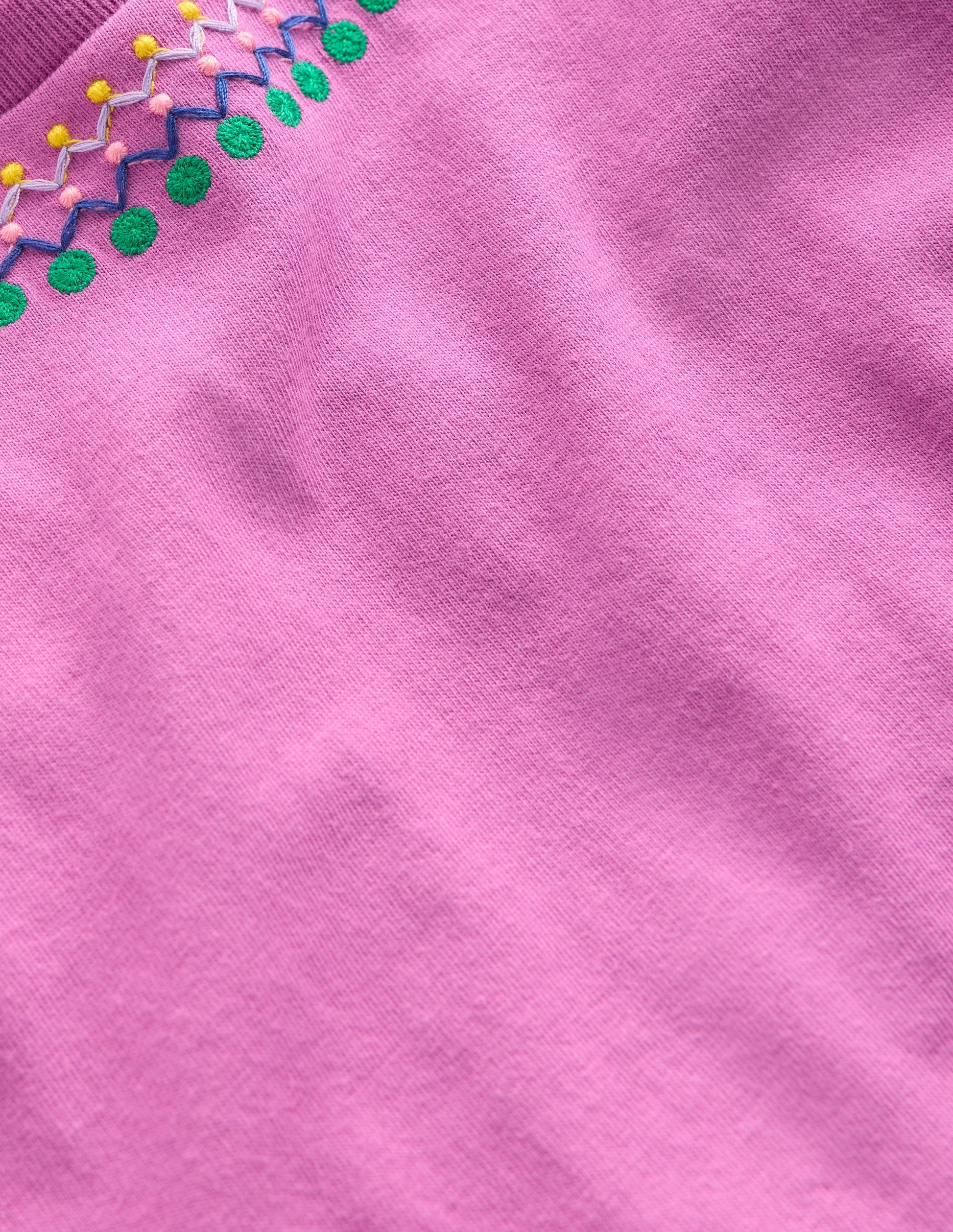 Relaxed Embroidered T-shirt-Radiant Orchid-3