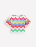 Dropped Shoulder Towelling Top-Multi Wave Stripe