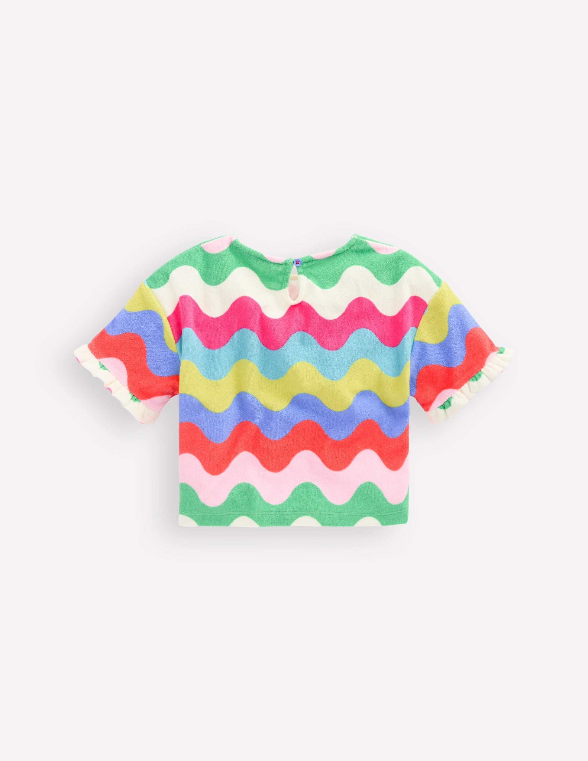 Dropped Shoulder Towelling Top-Multi Wave Stripe-2