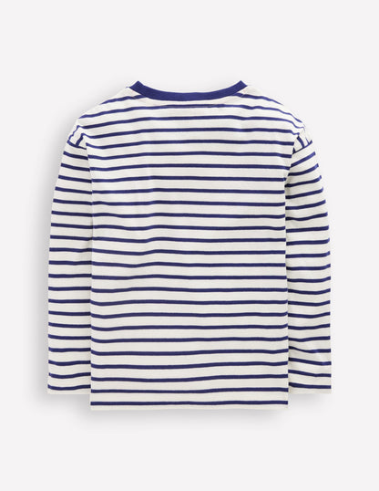 Fun Relaxed T-shirt-Navy Stripe Badges-2