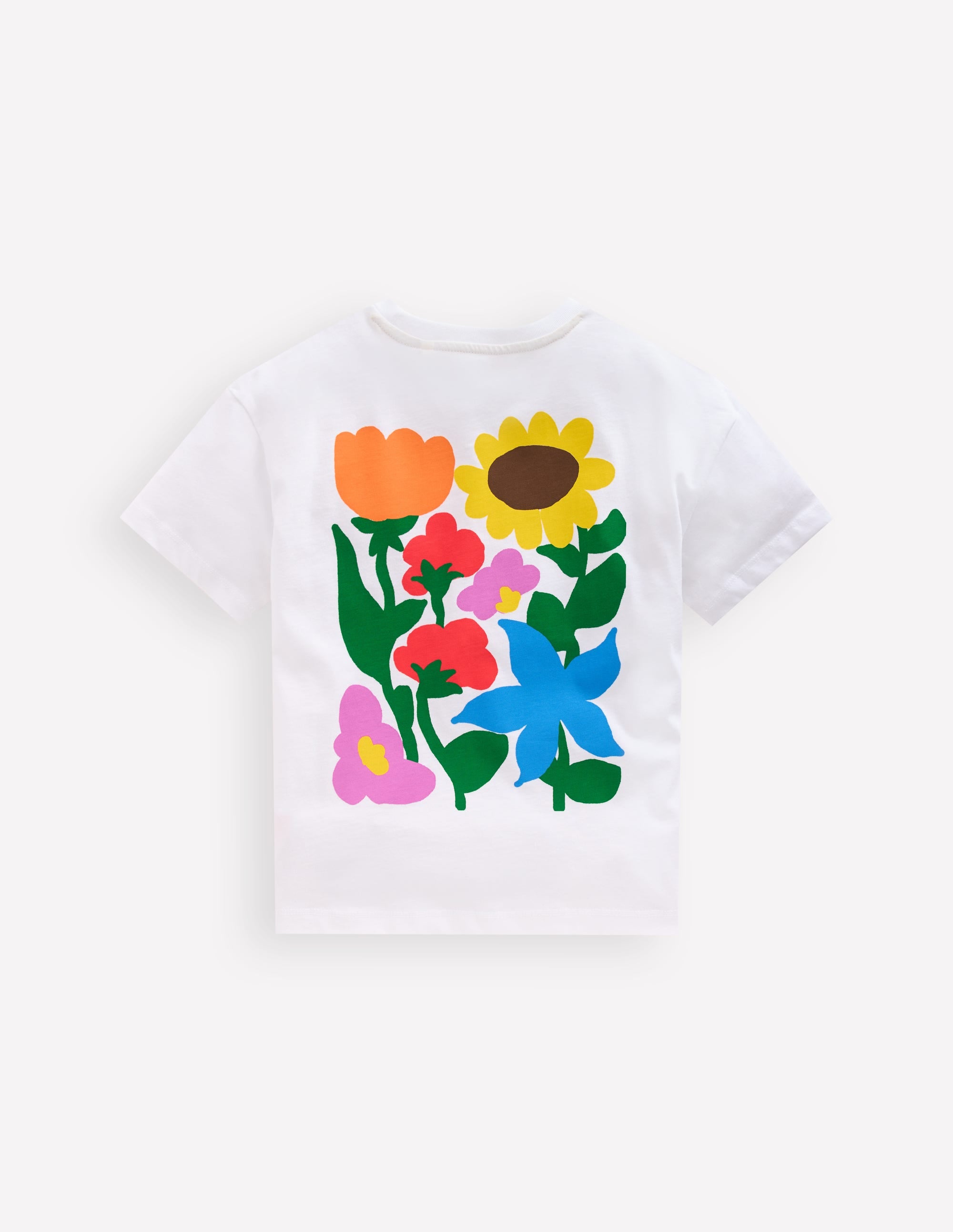 Short Sleeve Printed T-Shirt-White Flowers - Image 2