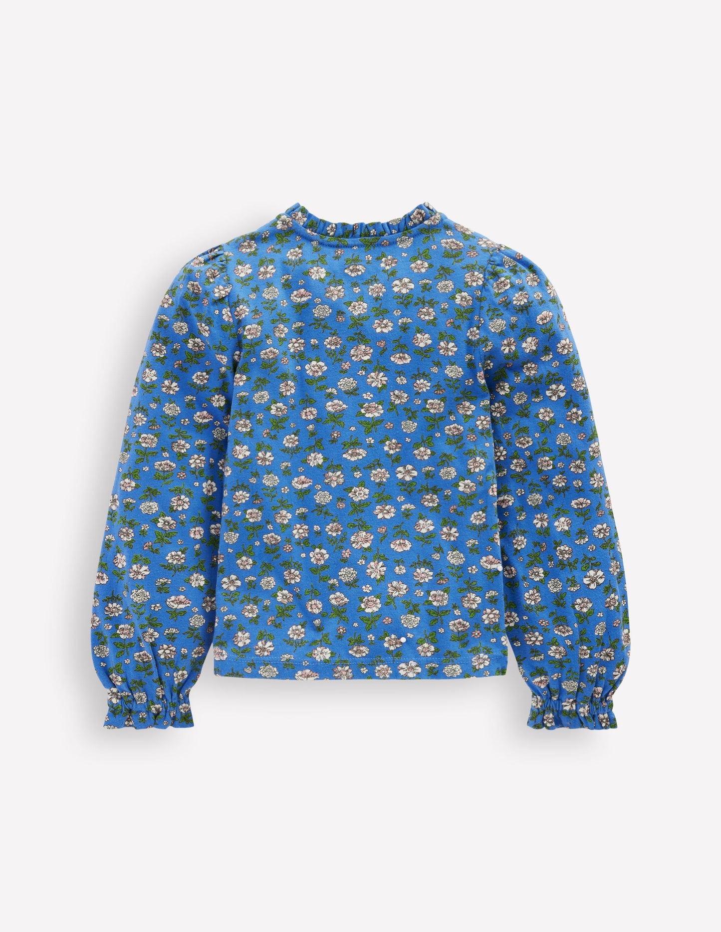 Smocked Jersey Blouse-Delft Garden Flower