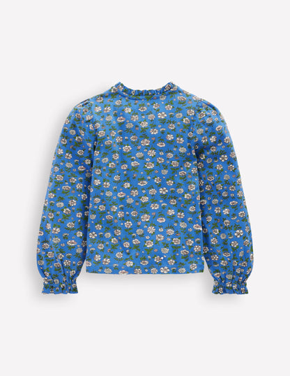 Smocked Jersey Blouse-Delft Garden Flower-5