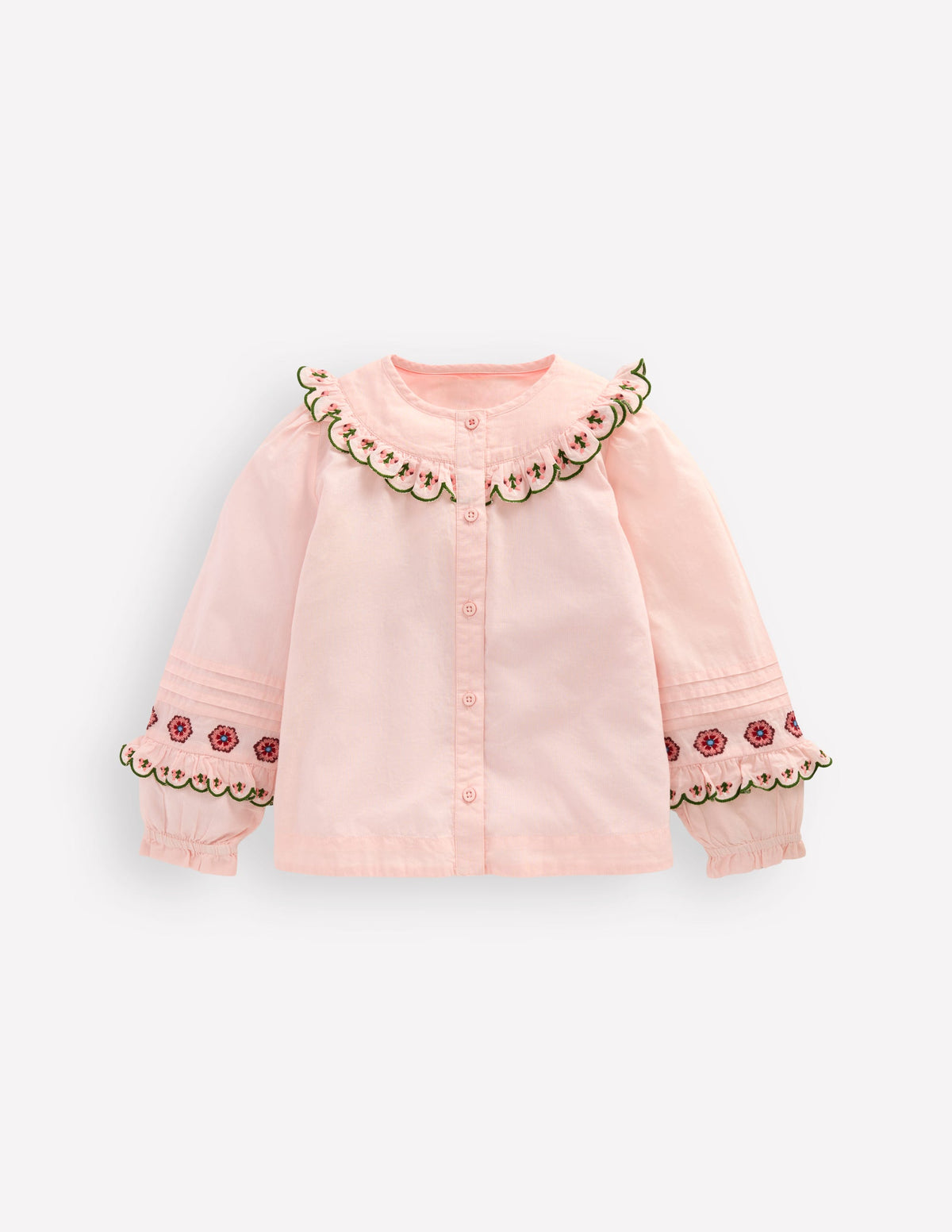 Frill Yoke Blouse-Lotus Embroidery - Image 3